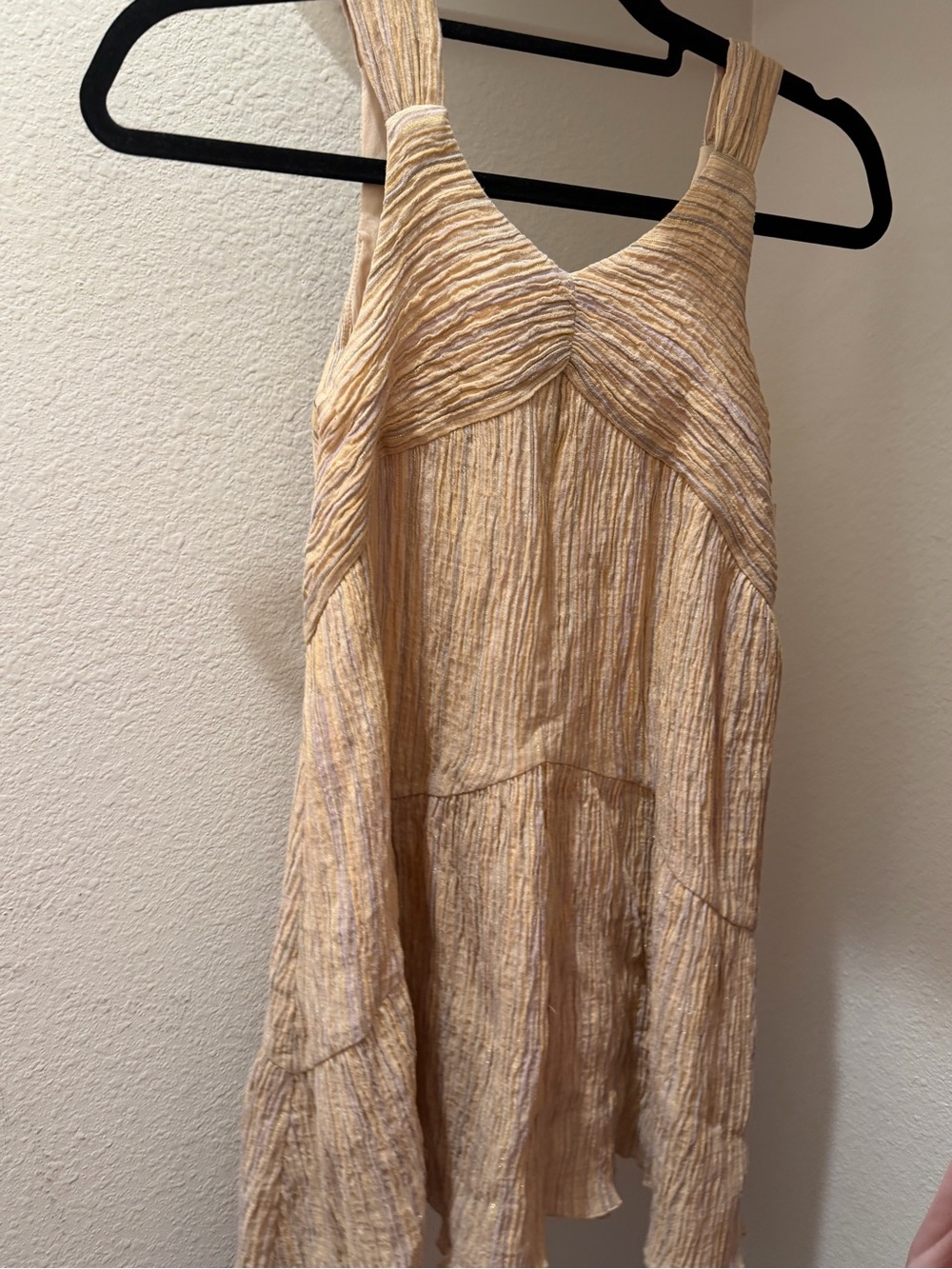 NWT Zara Kids Girls Gold Shimmer Crinkle Tiered Dress - Size 9